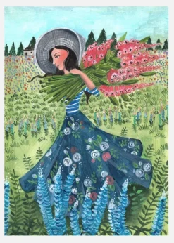 Walking With Fieldflowers Canvastavla (30x40 cm)