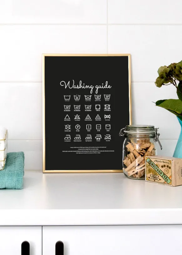 Washing guide - Black Poster (21x29.7 cm (A4))