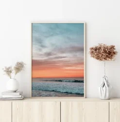 Waves Under Sunset Poster (21x29.7 cm (A4))