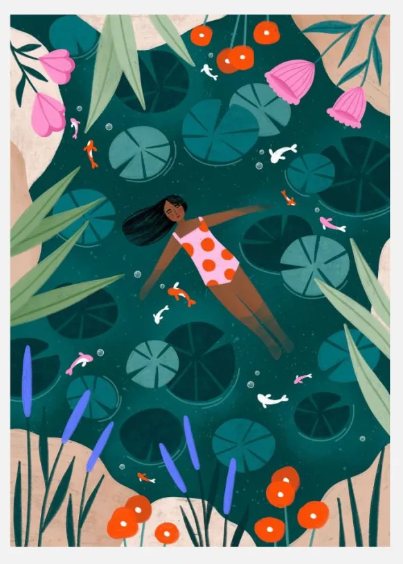 Wild Swimming Canvastavla (30x40 cm)