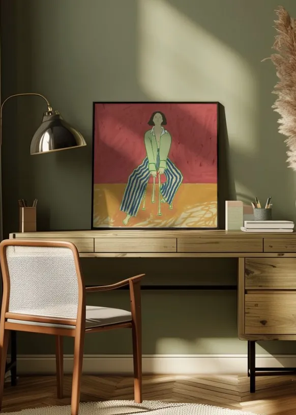 Woman on stool Poster (30x30 cm)