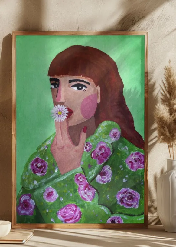 Woman Smoking a Flower Poster (21x29.7 cm (A4))