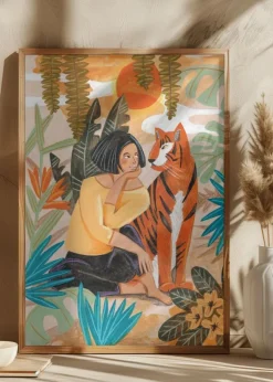 Woman with Tiger Poster (21x29.7 cm (A4))