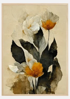 Yellow Paper Flowers Poster (21x29.7 cm (A4))